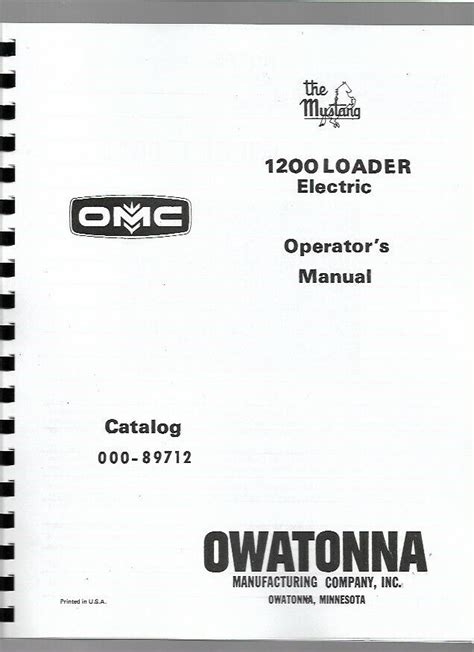 Owatonna 1200 Skid Steer Loader Operators Manual 